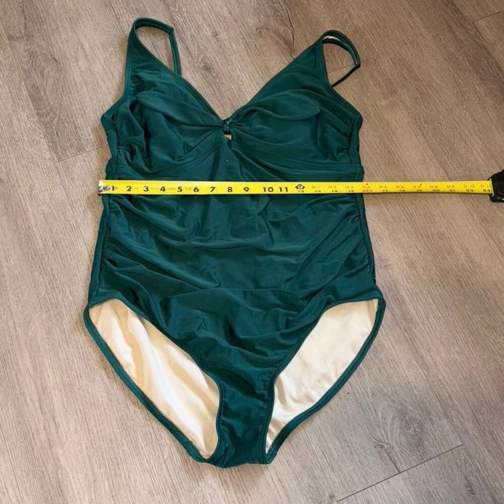 Kona Sol Women's XL Green Tie-Front Ruched One Piece Swimsuit Full Coverage - Picture 9 of 12